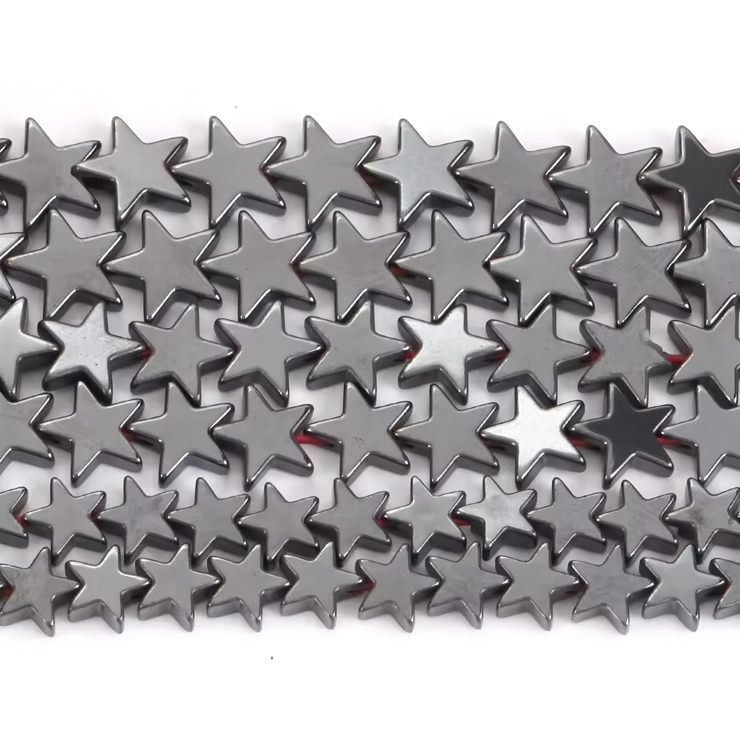 HAAMIIQII 50pcs 10mm Natural Black Hematite Loose Gemstone Beads Star Shape Spacer Stone Beads for Jewelry Making DIY Bracelets Necklaces Crafting