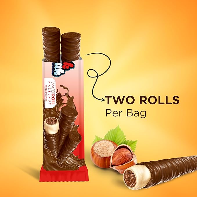 Snack Break Hazelnut Wafer Rolls, Rolled Wafer Cookies, Cocoa Coated Delicious Snack, Individually Wrapped, Crunchy Sticks for On-the-Go, Coffee, Tea, 24 Count (Pack of 1)