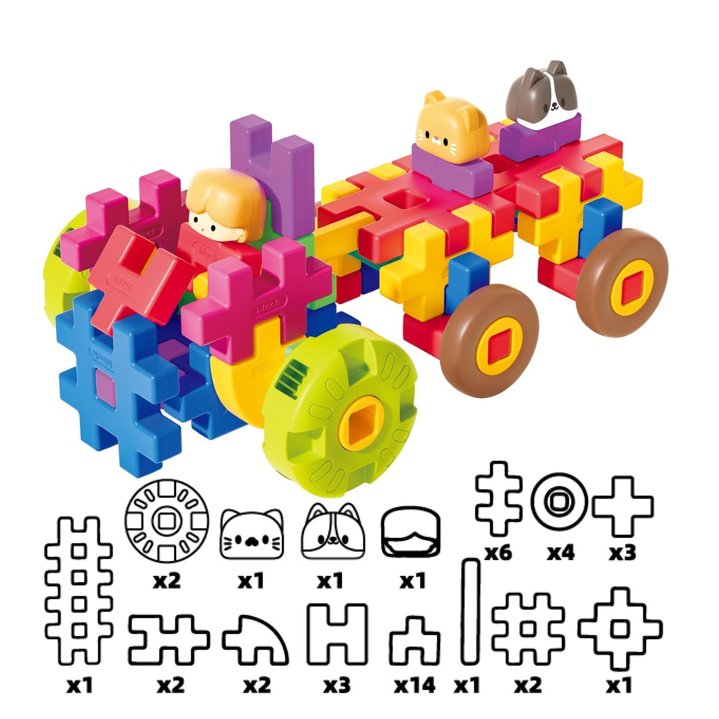 supuzz STEAM Building Blocks for Kids, Waffle-Style Construction Toy Set with Locking Storage Case,Interlocking Educational Blocks for Toddlers & Children Ages 2-8, Creative Learning Gift