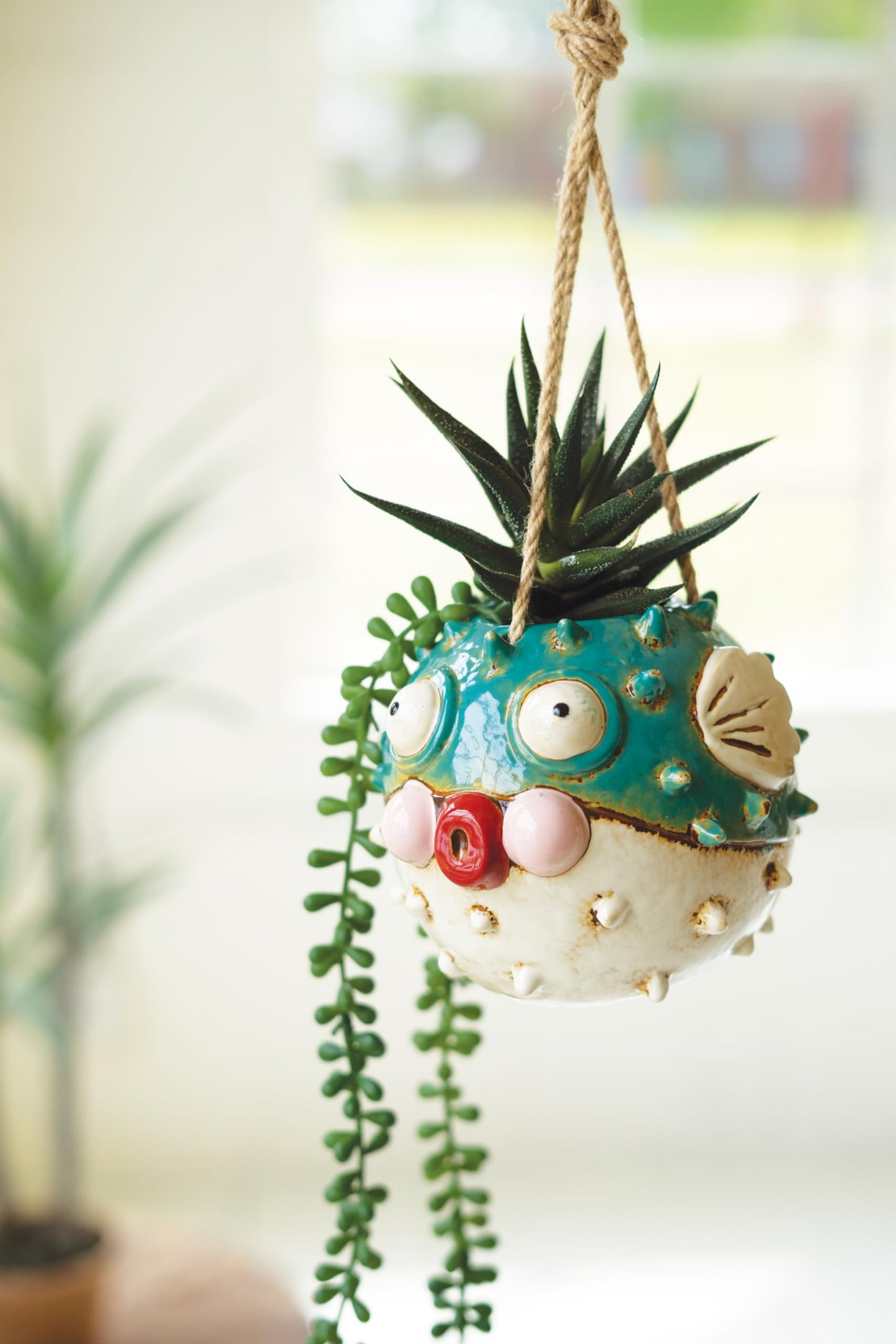 Hanging Blowfish Planter (Min 2) in Ceramic by Kalalou