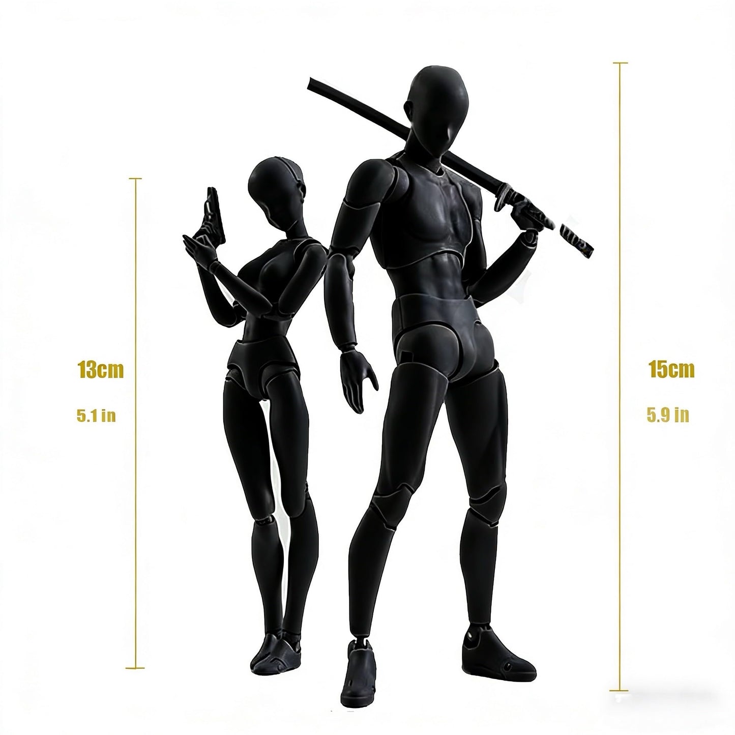 Artists Manikin Art Mannequin Figures Supplies Drawing Tools,Small Drawing Figure Model for Action Figure,Set Sketching,Painting(Black-Female)