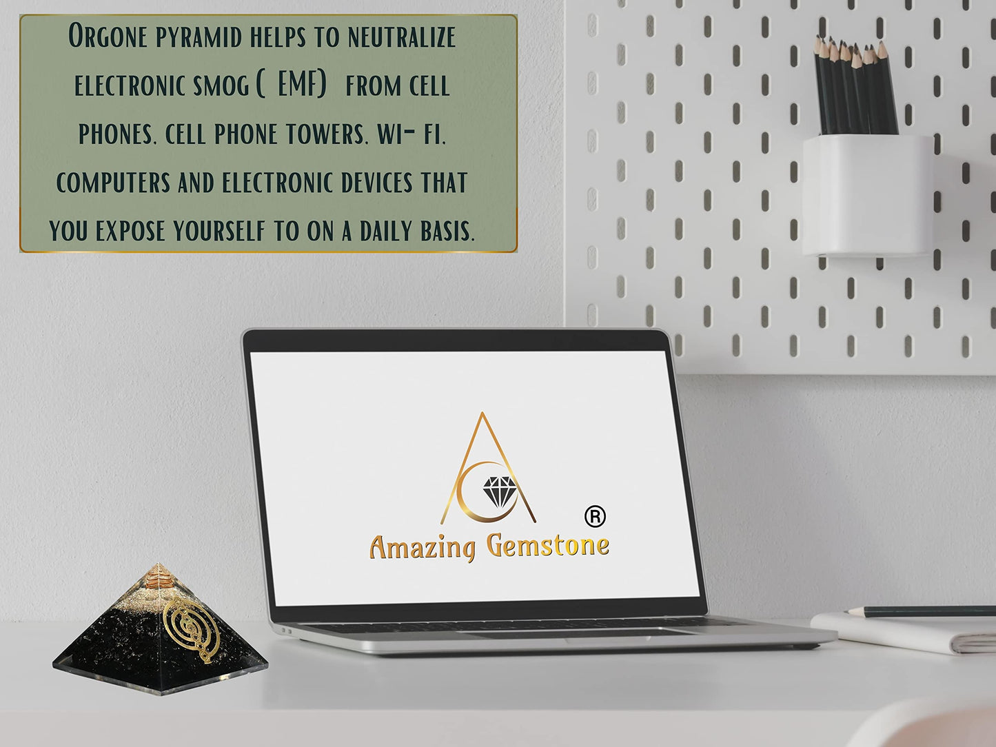 Amazing Gemstone Large Black Tourmaline Chakra Reiki Orgonite Pyramid | Organ Pyramids Positive Energy Healing