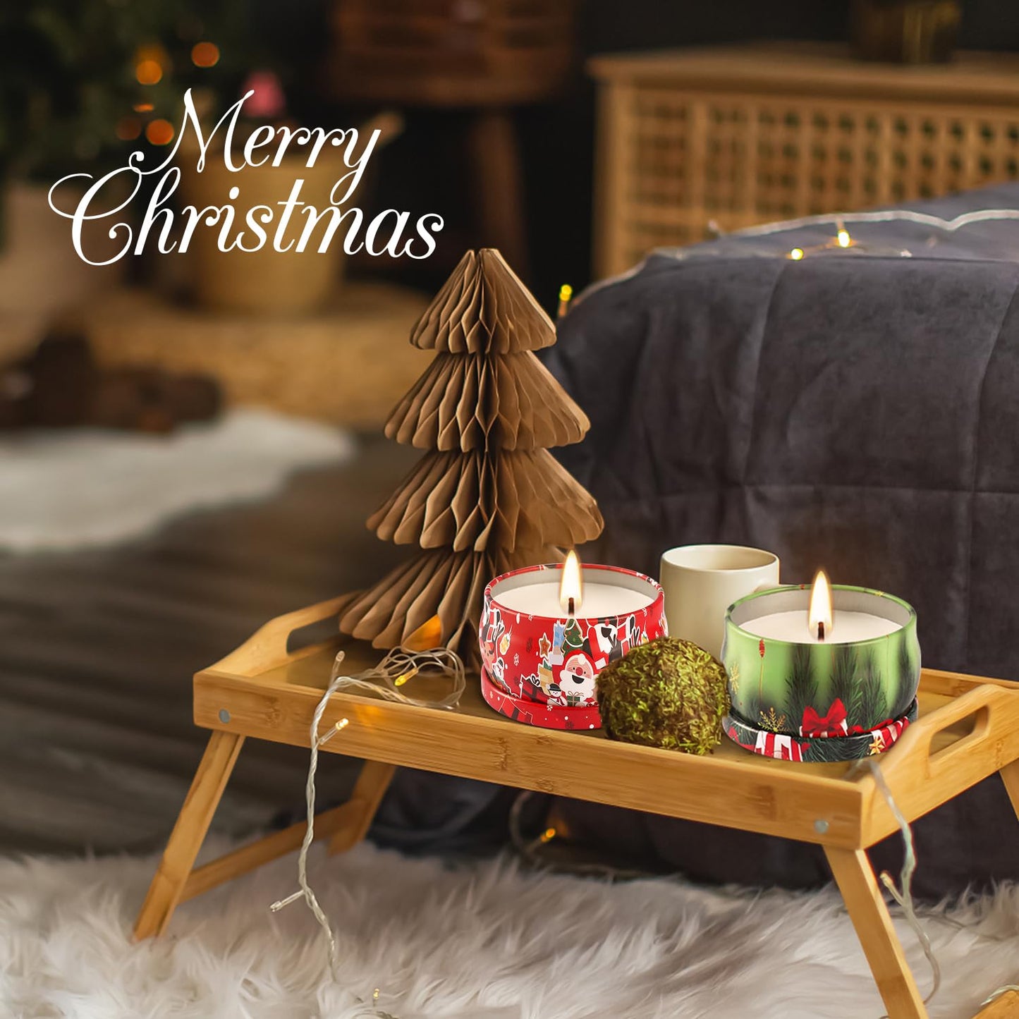 24Pack Christmas Scented Candle Tins Gift Set - Soy Wax Festive Aromatherapy Candles 2.5oz- Smokeless Long Lasting Burn time for Advent & Christmas Gifts Holiday Decor & Gifting.
