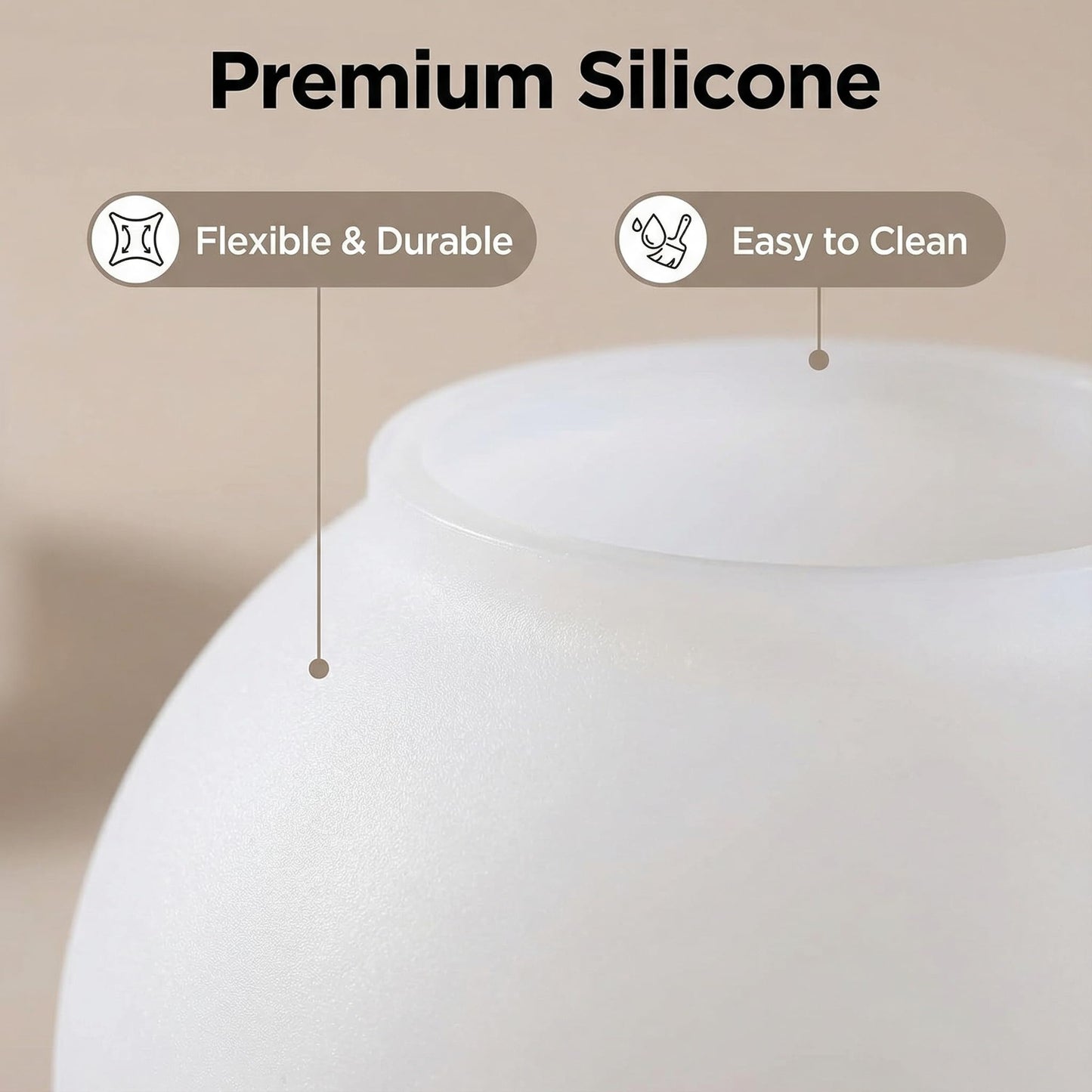 Silicone Resin Sphere Mold Set, White, 11.9 cm and 10.2 cm Large Ball Molds for Flower Preservation, Epoxy Resin Casting, Candles, Soap Making, DIY Crafts, 2 Pack