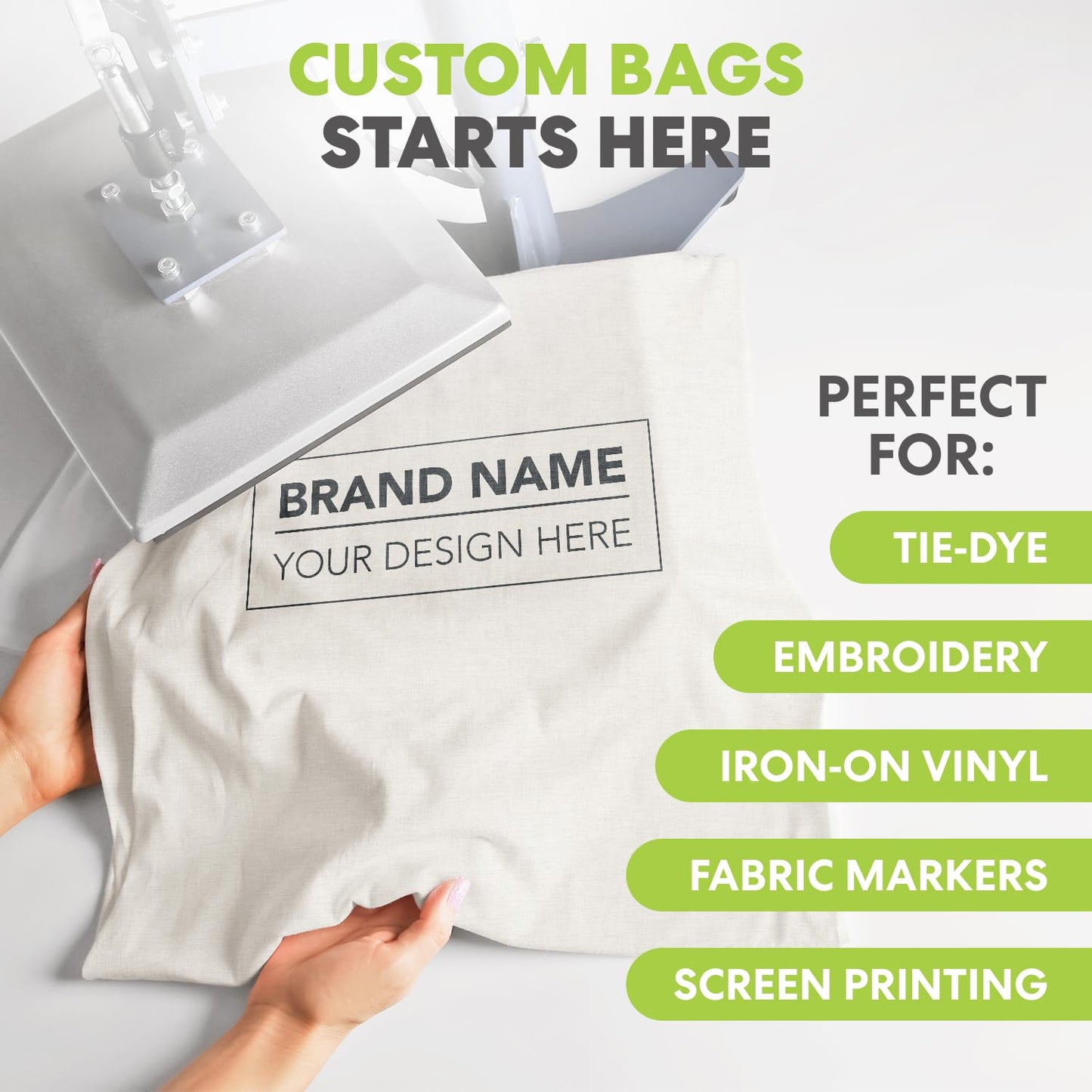 Simpli-Magic Canvas Tote Bag 13"x15" (15 Pack) – Thick Shopping Canvas Tote Bags Bulk – Blank Reusable Grocery Bags for DIY Art & Craft, Sublimation 79163 (Beige)