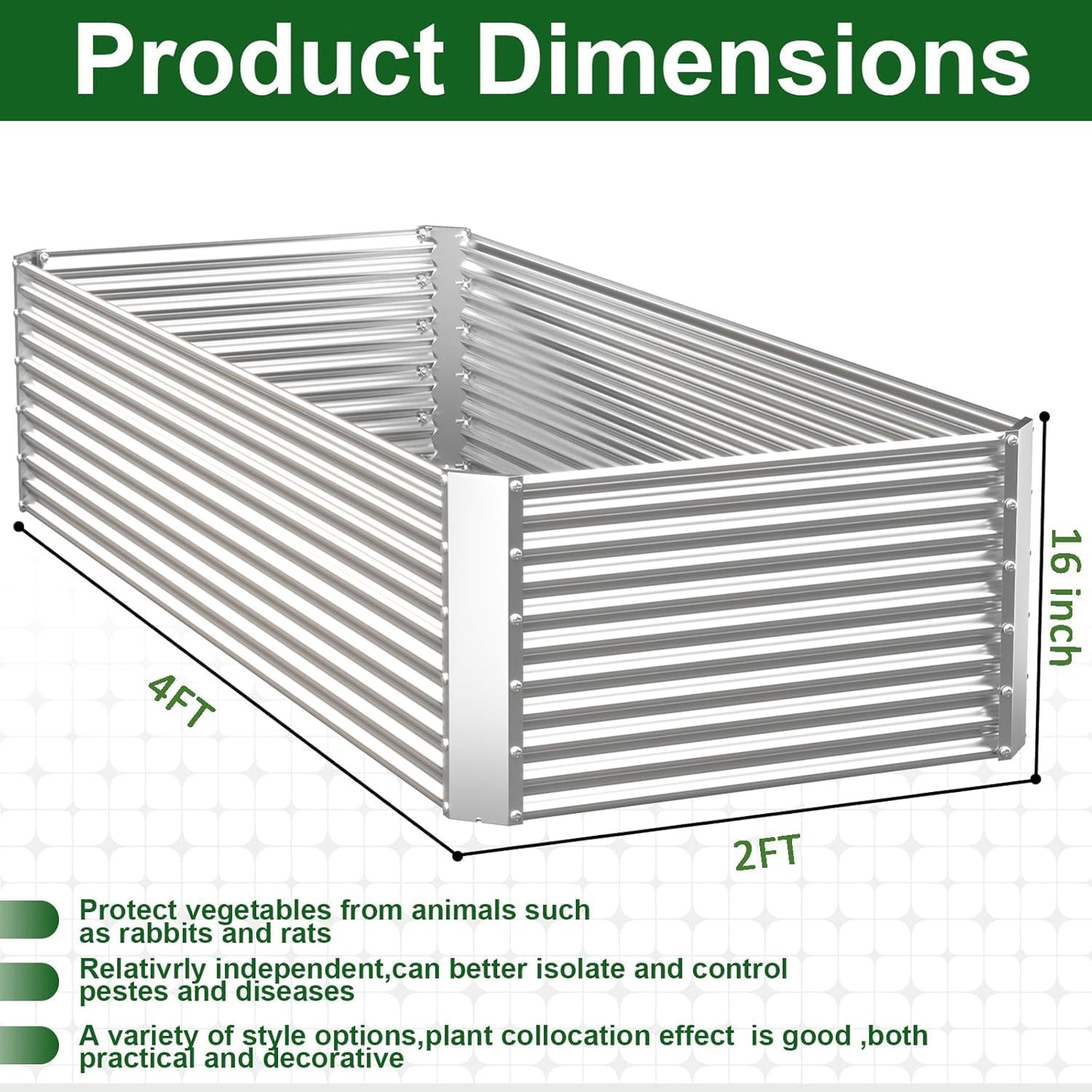 OZMSHF 3 Pack Tall 4x2FT Raised Beds for Gardening, Corrugated Galvanized Steel Raised Garden Bed, Outdoor Metal Above Ground Garden Bed for Vegetables and Flowers(Rectangular)