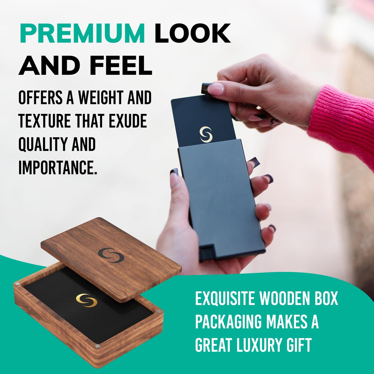 Contact Co. Smart Premier Metal NFC Card, Sleek Smart Business Card with Instant App-Free Sharing, Seamless Tool for Entrepreneurs and More, Gold