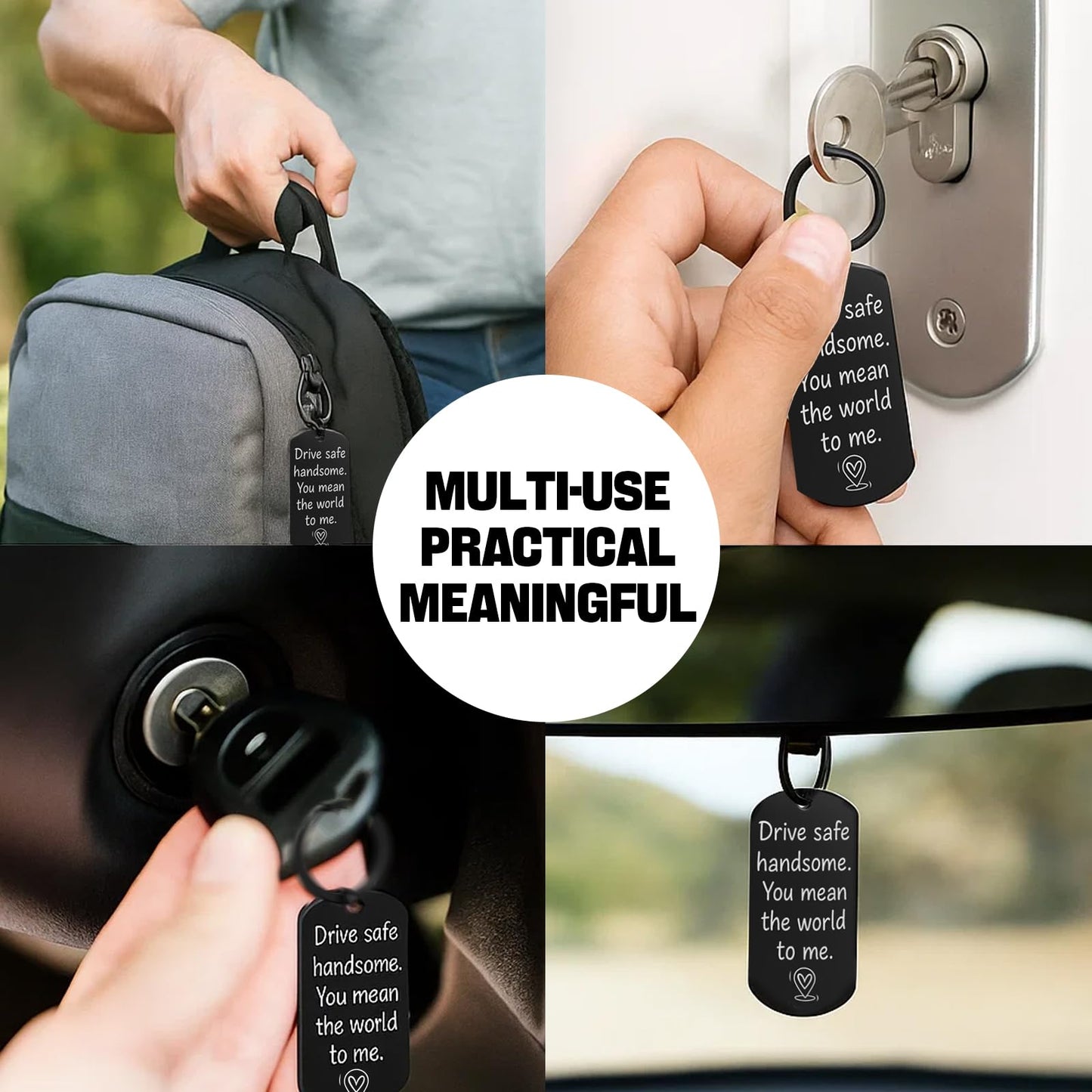Drive Safe Handsome Keychain For Him: Stocking Stuffer Gift For Boyfriend Husband Father - Romantic Practical Driving Reminder - Idea For Christmas Birthday Valentine’s Day Father’s Day Anniversary
