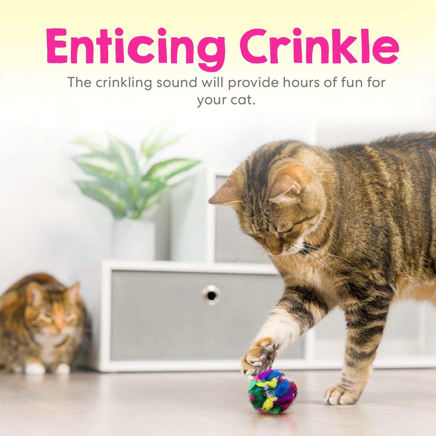 Cat Crinkle Balls 1.5 Inch | 50 Pack | Soft Lightweight Indoor Cat Toys with Durable Crinkle Build and Engaging Crinkle Sound