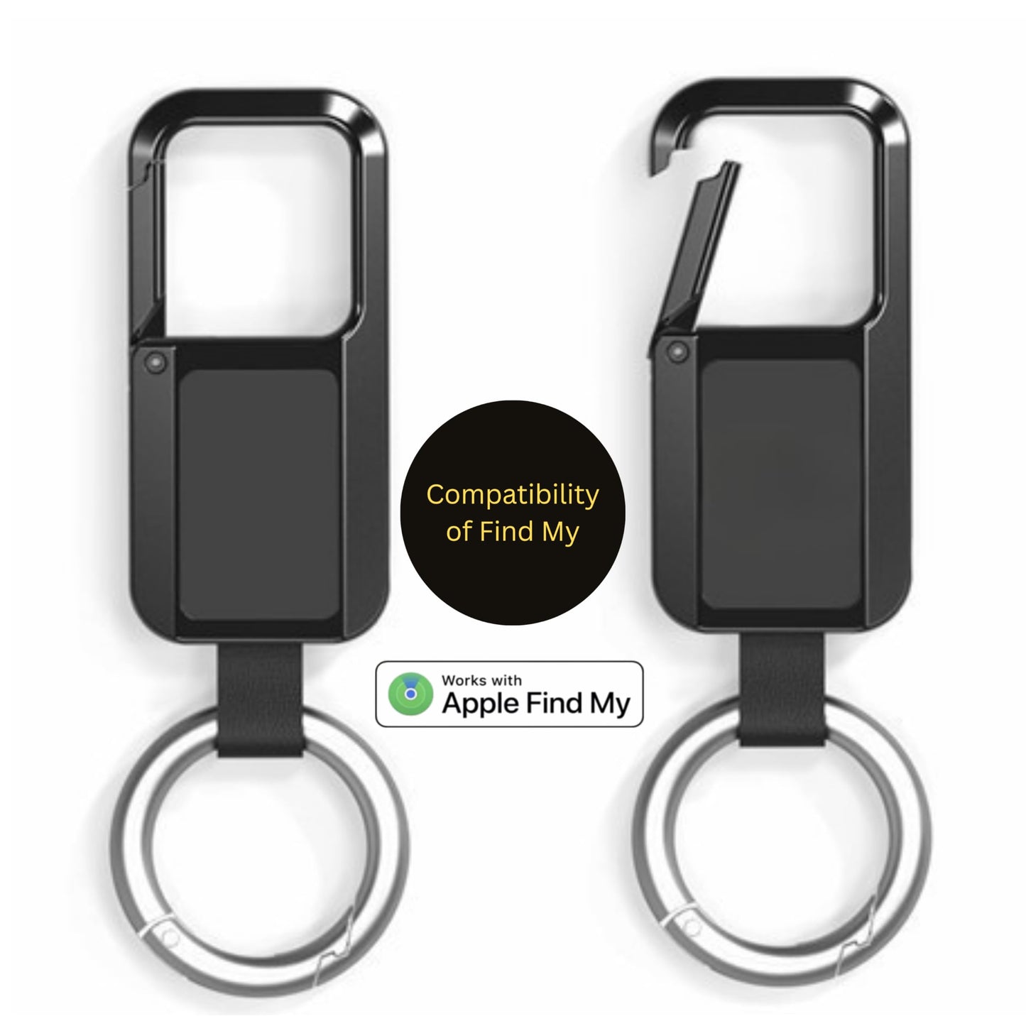 KeyTrack Pro Keychain with Smart Tracker, Men's Keychain Works with Find My App, Heavy Duty Car Key Chains Fob Carabiner, Key Finder GPS Tracker