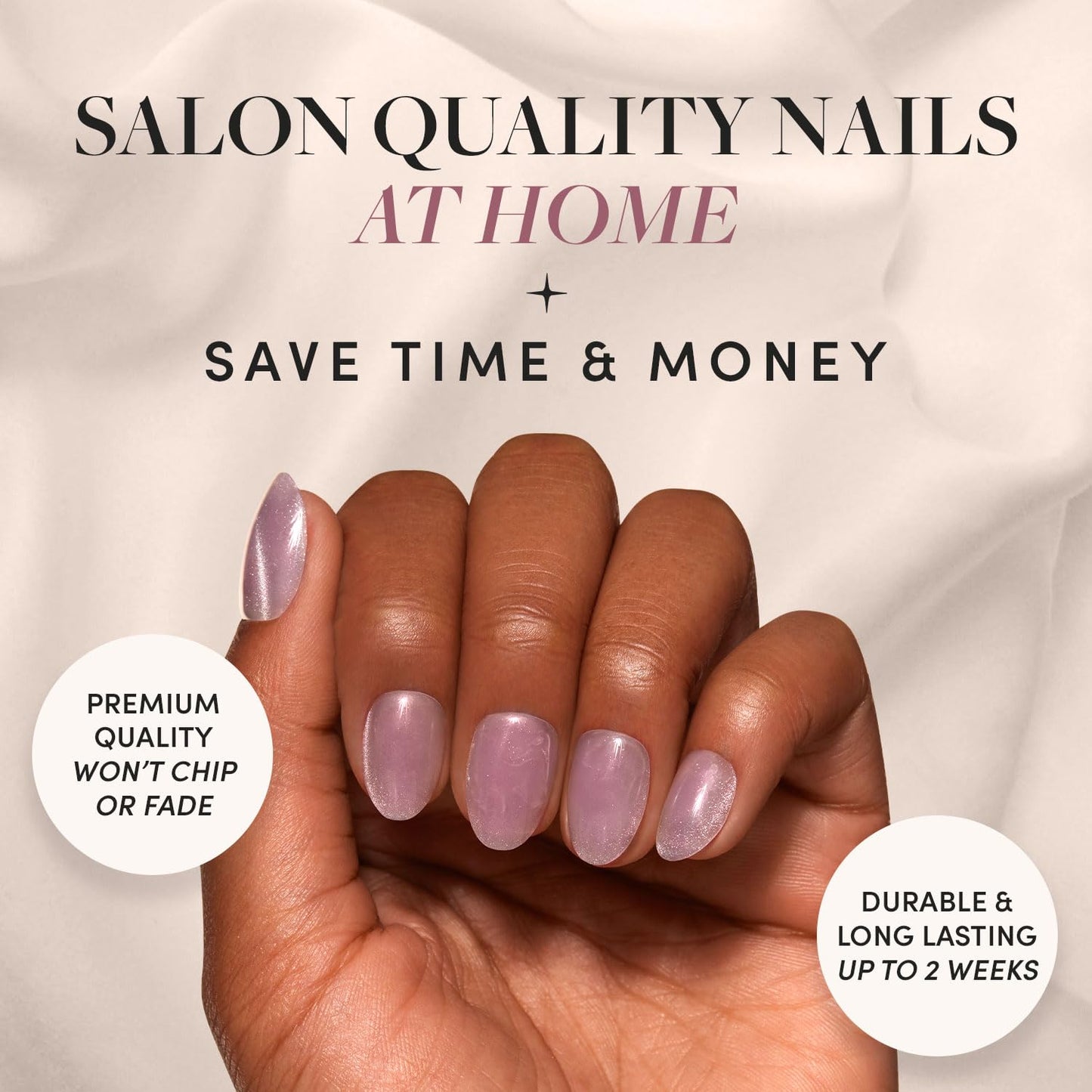 Glamnetic Press-On Nails Bundle - Fairy Dust, La Perle, Goal Digger| Beige-Pink Oval | Squoval White French Tips | Glossy, Semi-Transparent Short Round | Reusable Nail Kits