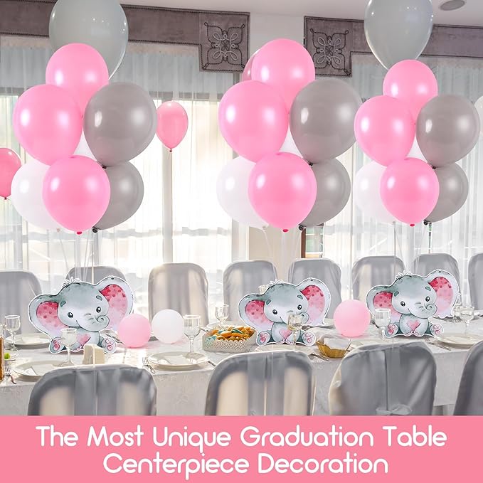 4 Sets Elephant Baby Shower Balloon Stand Kit for Tables Elephant with Balloon Centerpieces Party Decor for Girls 3D Table Decoration for Kids Party Baby Shower Photo Props Supplies