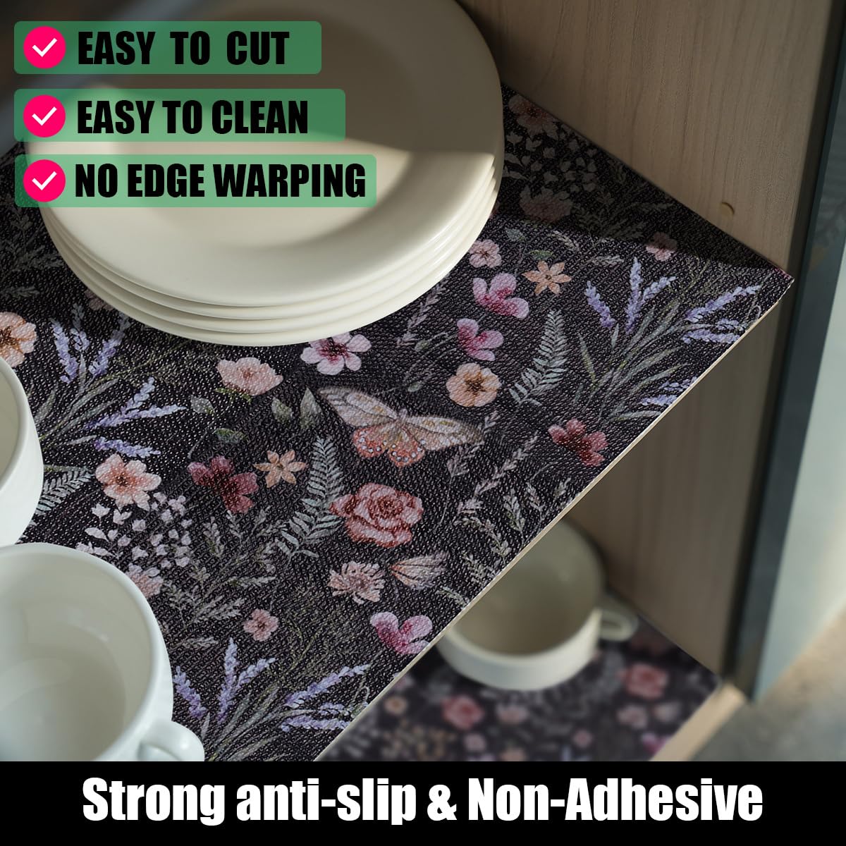 24IN x 10FT Butterfly Shelf and Drawer Liner for Kitchen Cabinets