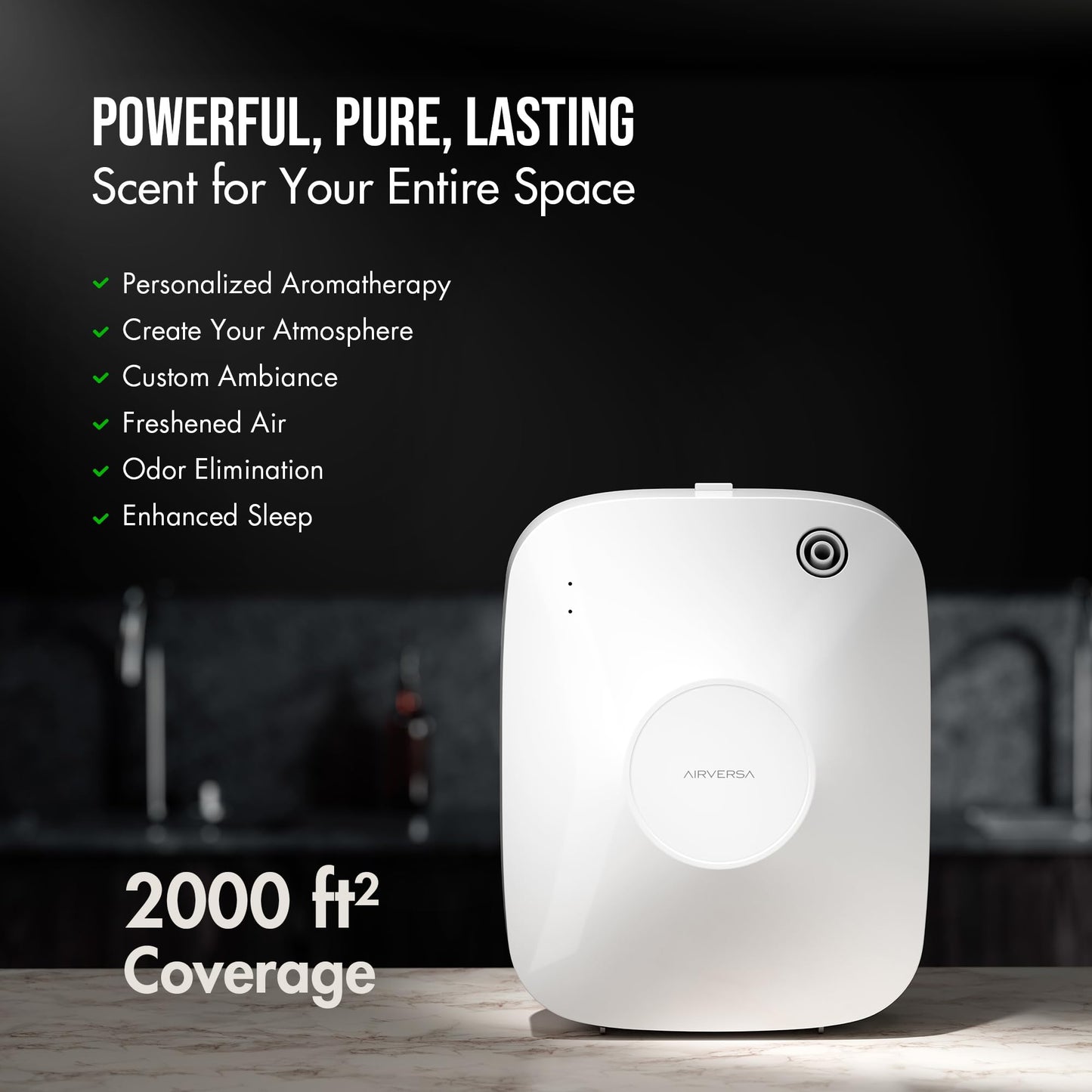 Smart Waterless Essential Oil Diffuser Hotel Scent Starter Kit, 400mL Capacity with 200mL Fragrance Oil, Up to 2000 sq ft Scent Air Machine with 12A1V Power Adapter for Large Room, ANA White Kit
