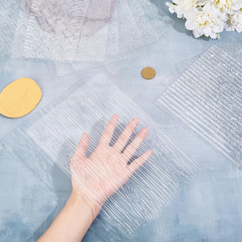 HOBBIESAY 12Pcs Clay Texture Sheet Boho Clay Texture Mats 7x10 Inch Polymer Clay Embossing Tools for Adult Women Earrings Jewelry Making