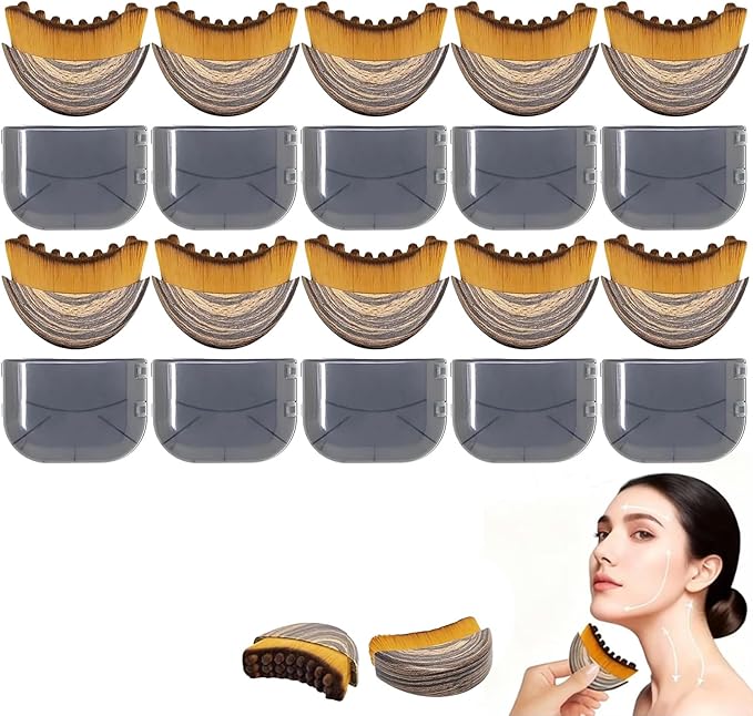Lymphatic Contour Face Brush - Facial Sculpting & Anti-Puffiness Tool | Ultra Soft Dry Brush for Jawline Massage & Lymphatic Drainage | Ergonomic Design (10PC)
