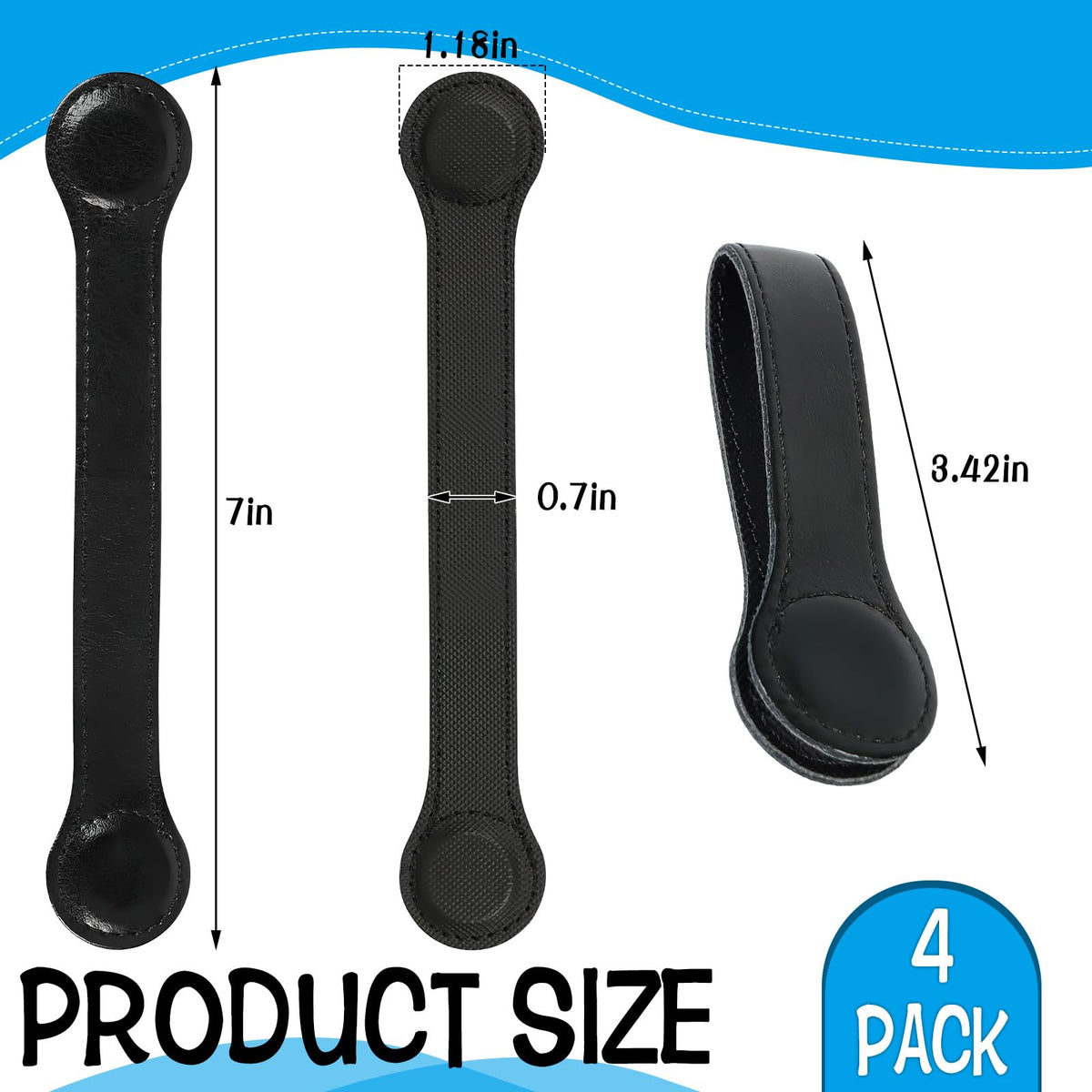 4 PCS Genuine Leather Towel Clips for Kitchen (4 Count)