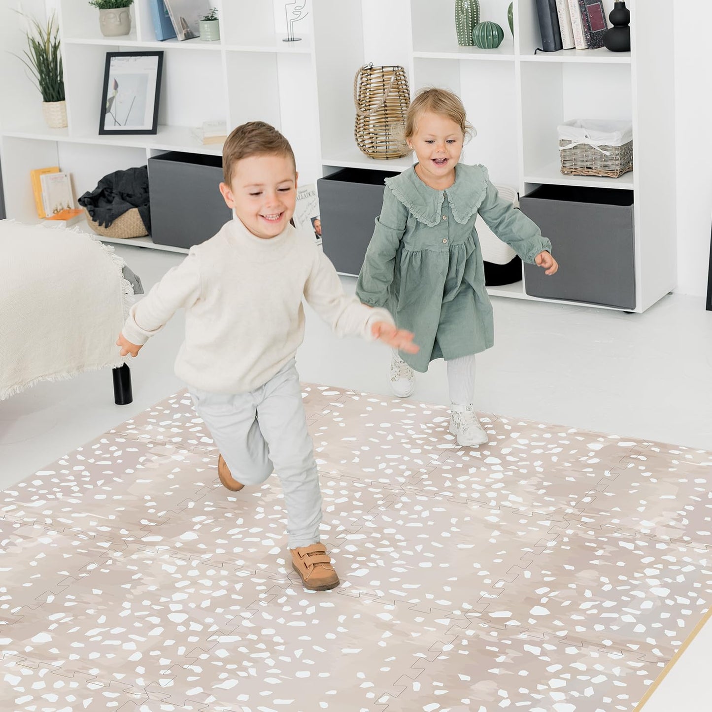 Premium Soft Foam Baby Play Mat 5.5 x 3.9 ft, Easy to Clean, 0.5” Thick – Modern Terrazzo Design for Playrooms and Home Décor