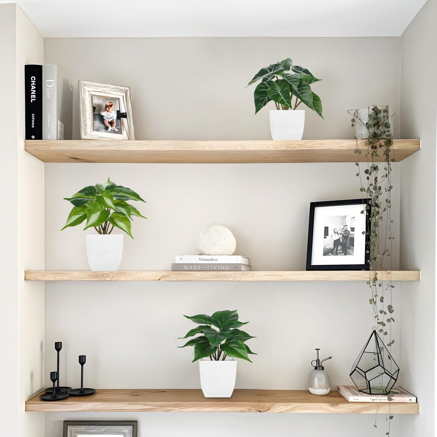 Briful 6PCS Fake Plants Potted Artificial Plants, Mini Faux Plants in White Pots Greenery Décor for Home Office Table Shelf Bathroom Farmhouse Indoor Decoration