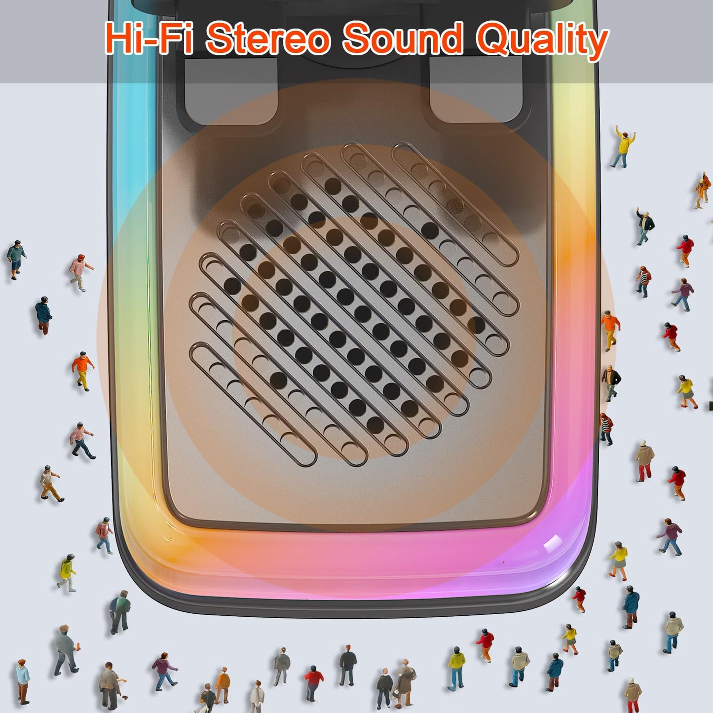Wireless Induction Speaker with 180° Flexible Phone Stand, Bluetooth 5.3 Speaker for Desk with 3000mAh Emergency Power Bank, 5 in 1 Phone Speaker Amplifier with RGB Light, Gift for Men Women (Black)