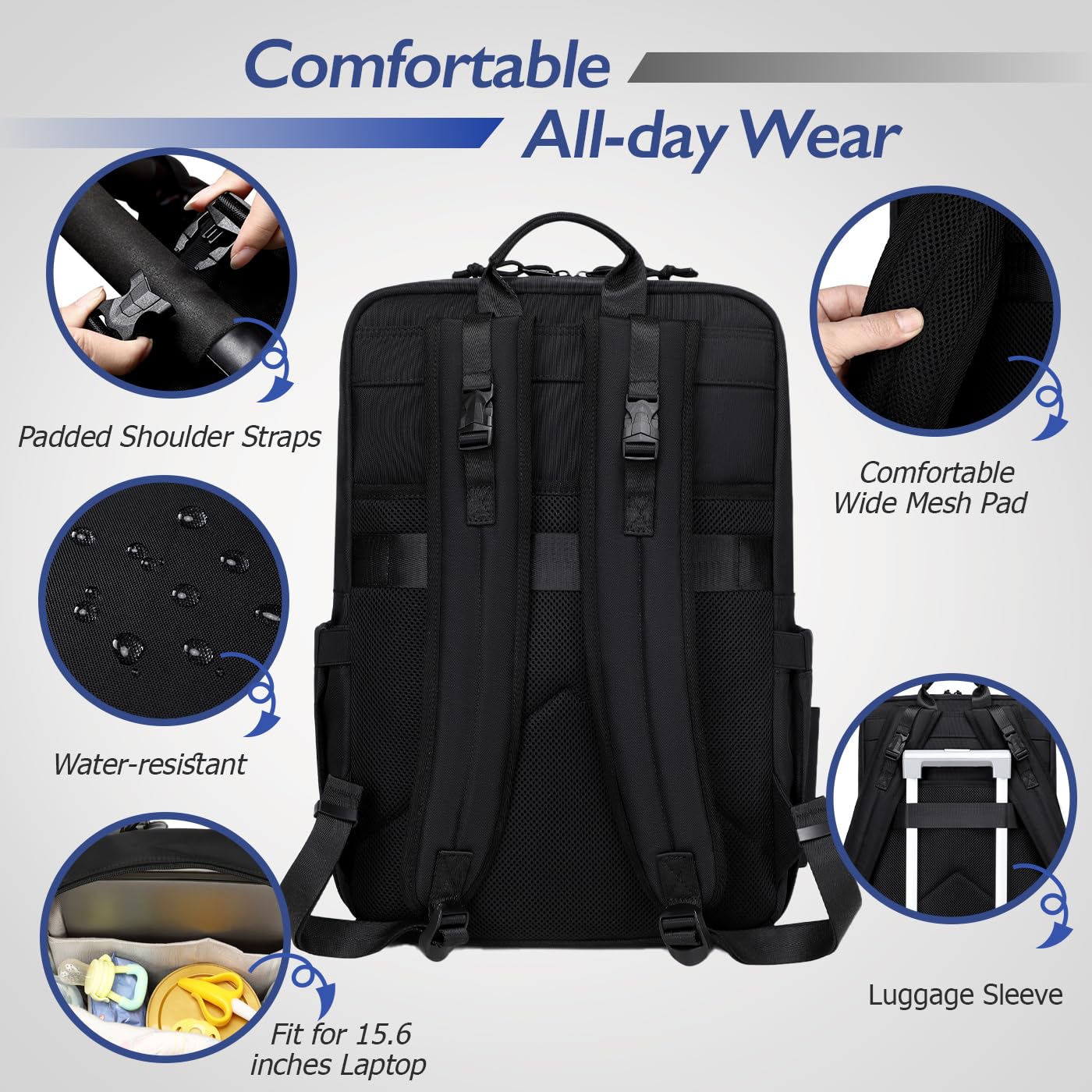 LORADI Dad Diaper Bag with Insulated Pockets, Stroller Clips and Luggage Sleeve for Travel, Large Tactical Diaper Bag for Men, Brown