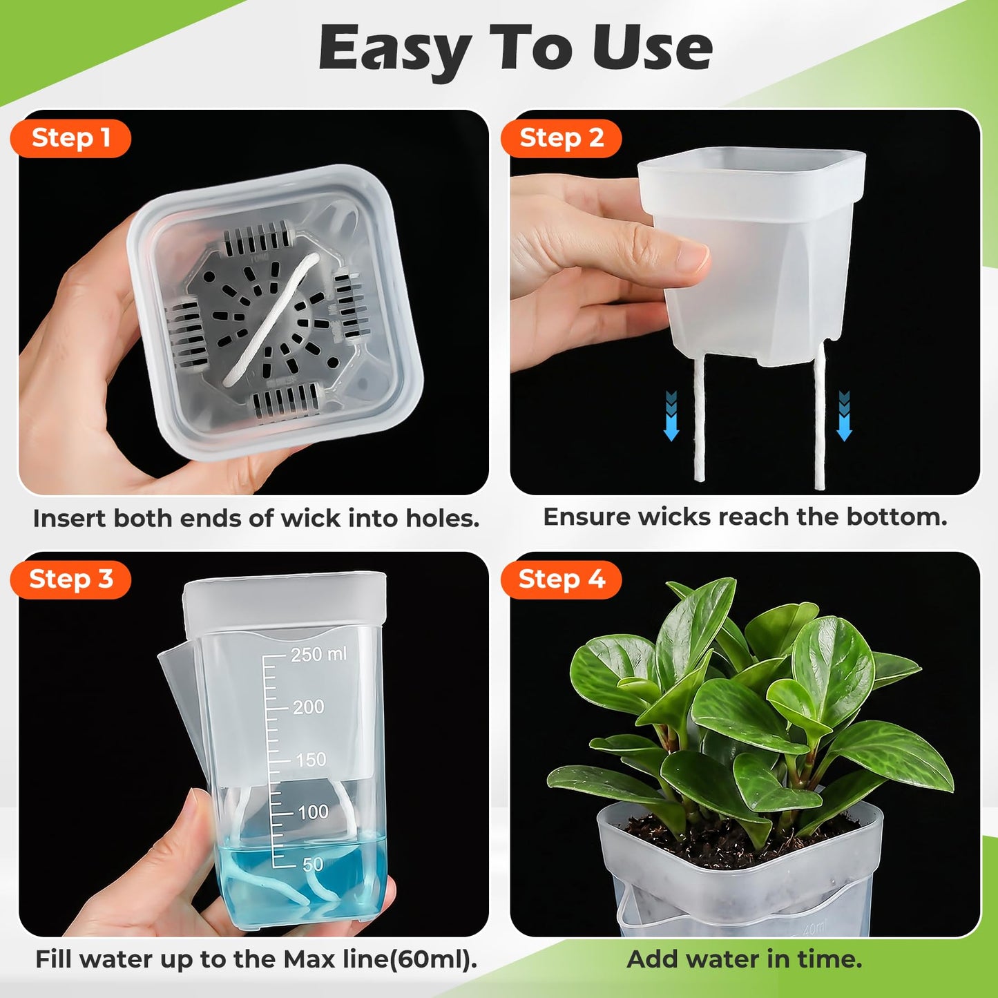 12 Pack 2.5 Inch Self Watering Pots for Indoor Plants, Clear Plastic Propagation Cups with Wick and Plant Labels for African Violets, Semi Hydro Pots,Small Seed Starter Cups, Bottom Watering Planters