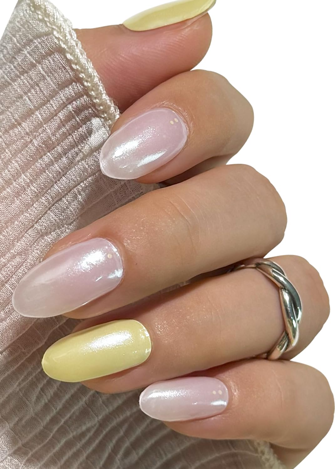 Christmas Semi Cured Gel Nail Strips, Pink, Yellow Glazed 20pcs Adhesive UV Sticker, Wraps for Home Manicure DIY