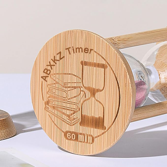 Wood Sand Timer, 60 Minute Hourglass,Bamboo Sandglass Timer 60 Min,Sand Watch for Speed Reading Timer,Baking,Game, Gift,Pink