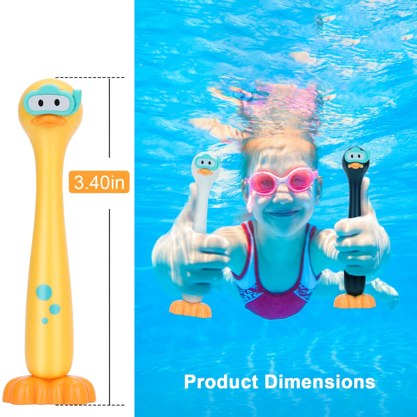 DOADW Summer Pool Toys Underwater Diving Games Dive Sticks Duck 3-Pack