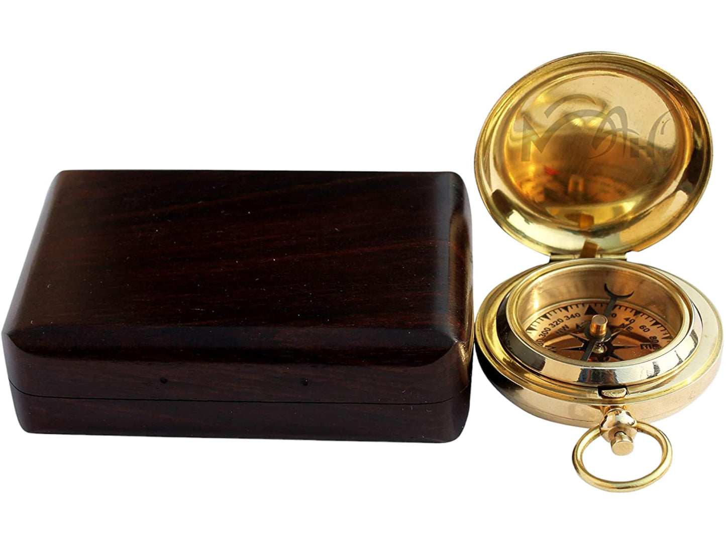 Brass Compass Gift with Wooden Box – Inspirational Graduation Gift for Son, Boys, College, High School, Motivational Keepsake for Him, Unique Birthday Gift Idea, Meaningful Keepsake with Card Included