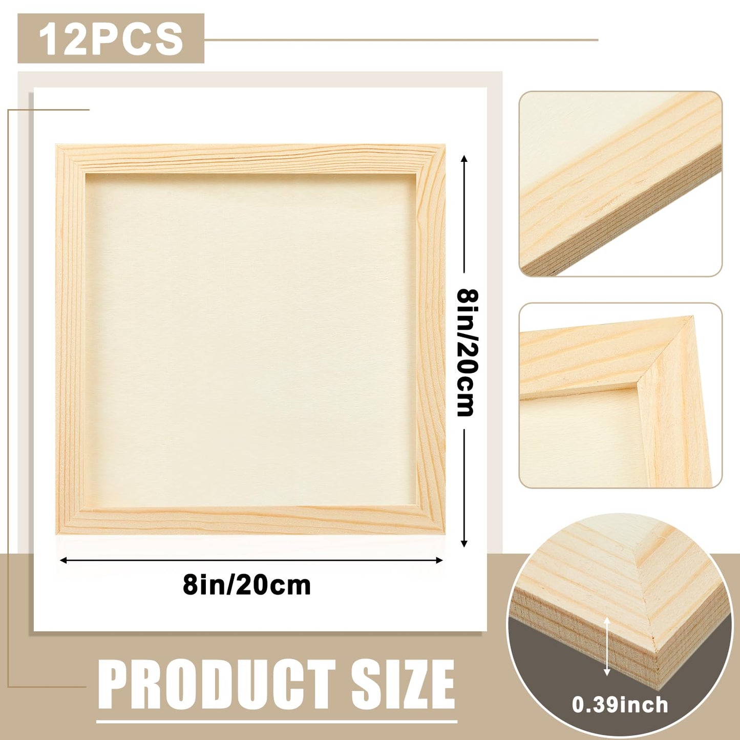 Kathfly 12 Pcs 8 x 8'' Wood Panel Boards, Unfinished Wood Canvas Panels for Painting Crafts DIY Drawing Pouring Art Projects