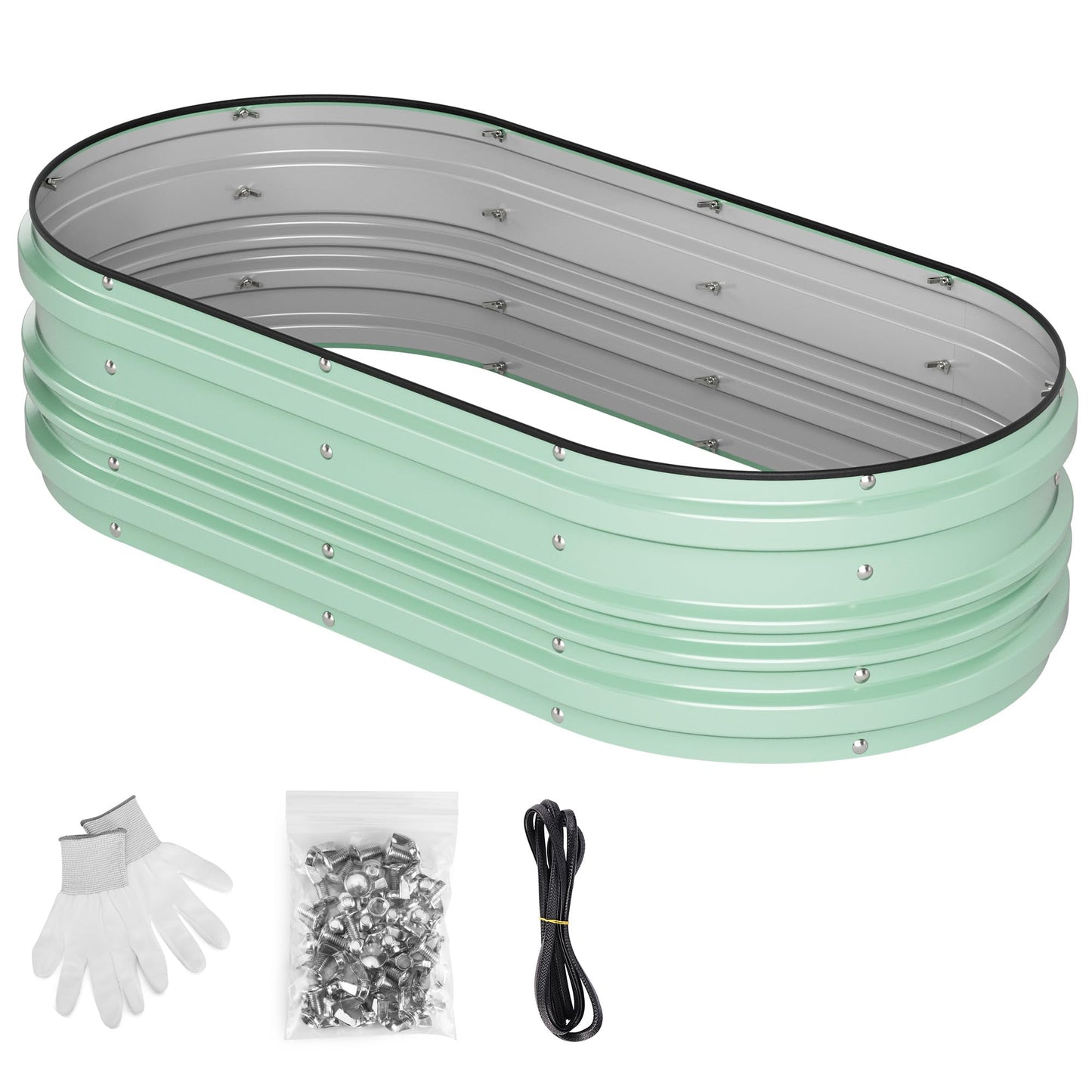 WORKPRO 4x2x1ft Galvanized Raised Garden Bed Set, Rust & Corrosion Protection, Easy Assembly, Safe Edge, Ideal for Vegetables & Flowers, Light Green