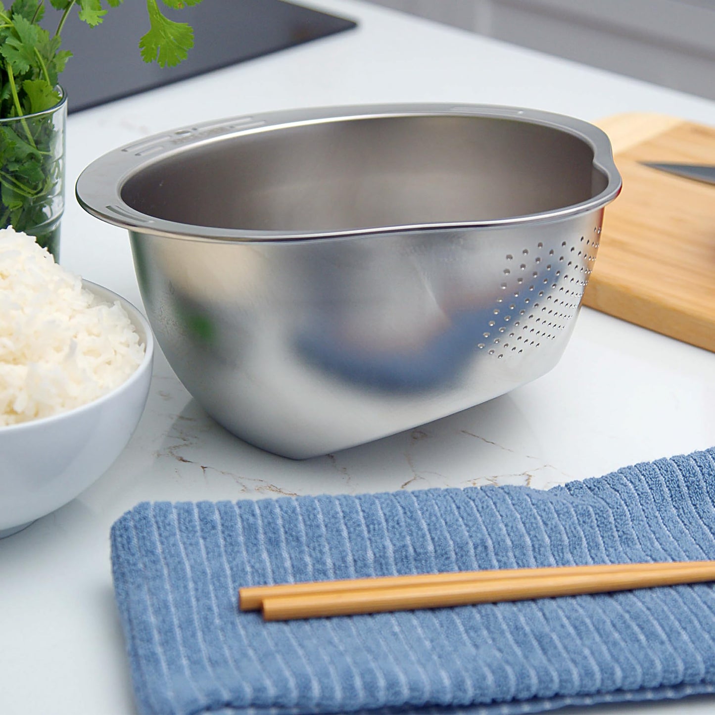 Joyce Chen Stainless Steel Rice Strainer Bowl Rice Washer Colander