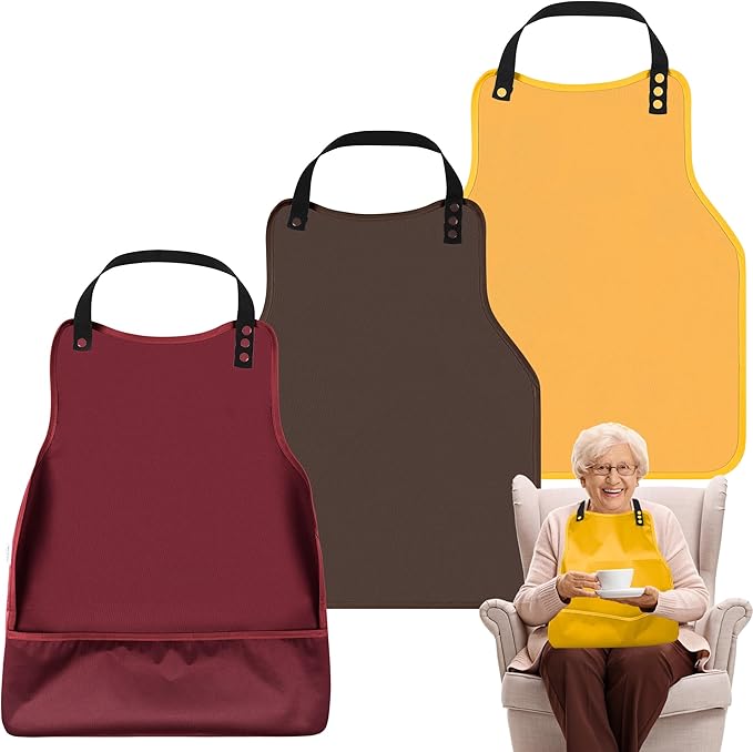 Adult Bibs-3 Pcs Washable Clothing Protector with Upgraded Crumb Catcher