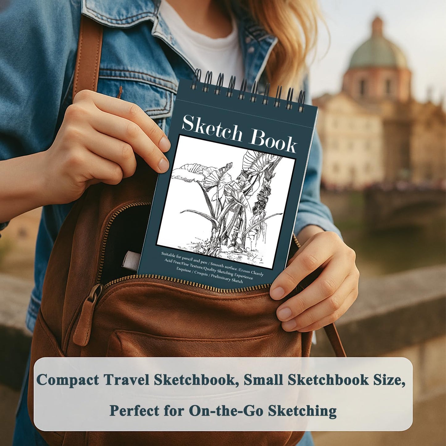 Small Sketchbook 5.5" x 8.5" - 2 Pack Top Spiral Mini Sketch Pad, Small Sketch Book Hard Cover, 100 Sheets Each 68lb/100gsm - Mini Drawing Paper for Kids, Portable Drawing Pad for Beginners & Artists.