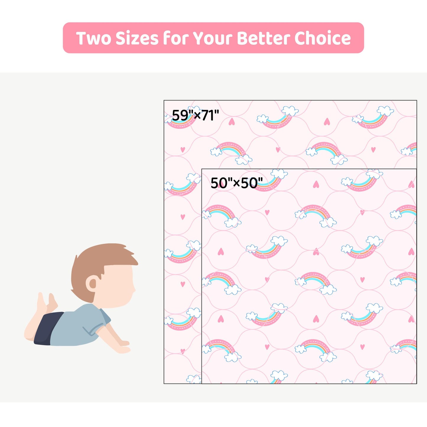 Baby Play Mat, Extra Large&Thick Baby Mat for Floor, 50 x 50 Play Mat for Baby， Foldable Padded Baby Floor Mat