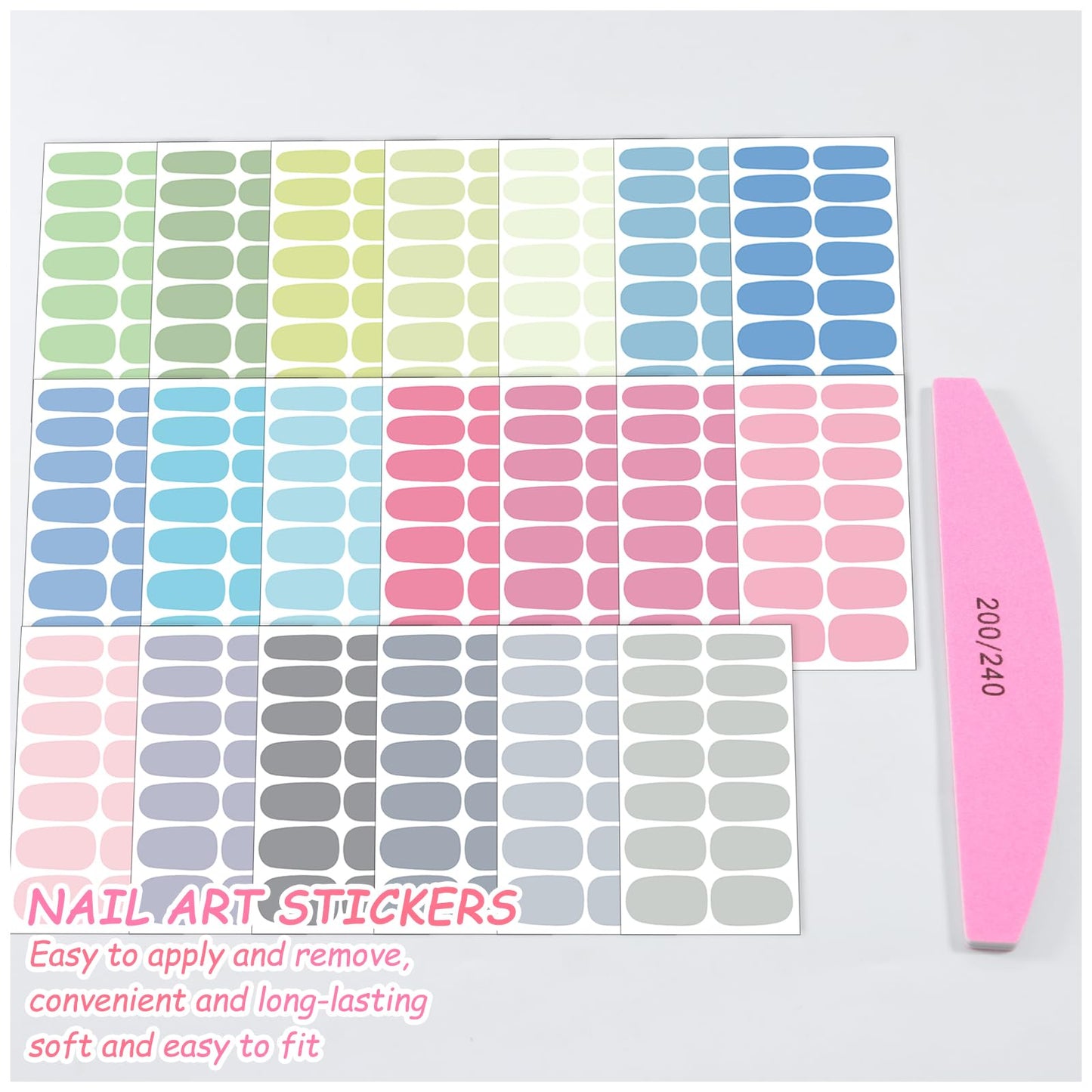 SILPECWEE Nail Polish Strips (20 Sheets, Light Color), Spring Nail Polish Stickers Full Nail Wraps Self Adhesive Nail Stickers Gel Strips Fingernail Sticker Nails for Women with File