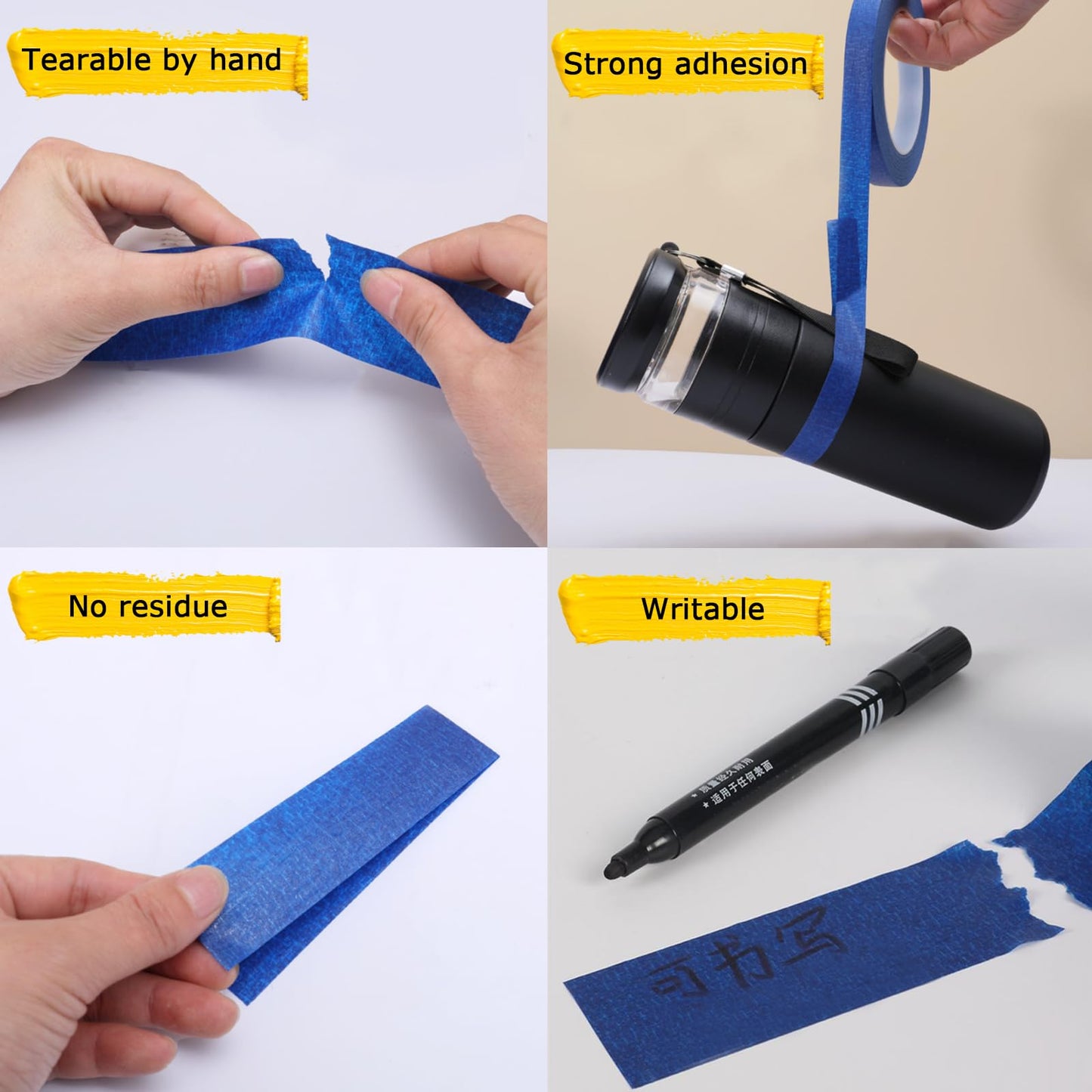 Masking Tape, Blue Painters Tape, Master Adhesive Paper Tape, Multi-Surface Painter's Tape for Painting, DIY Crafts, Decoration, Labeling, No Residue, Easy Remove, 60.1 Yd, 9 Rolls, 0.94 Inch Wide