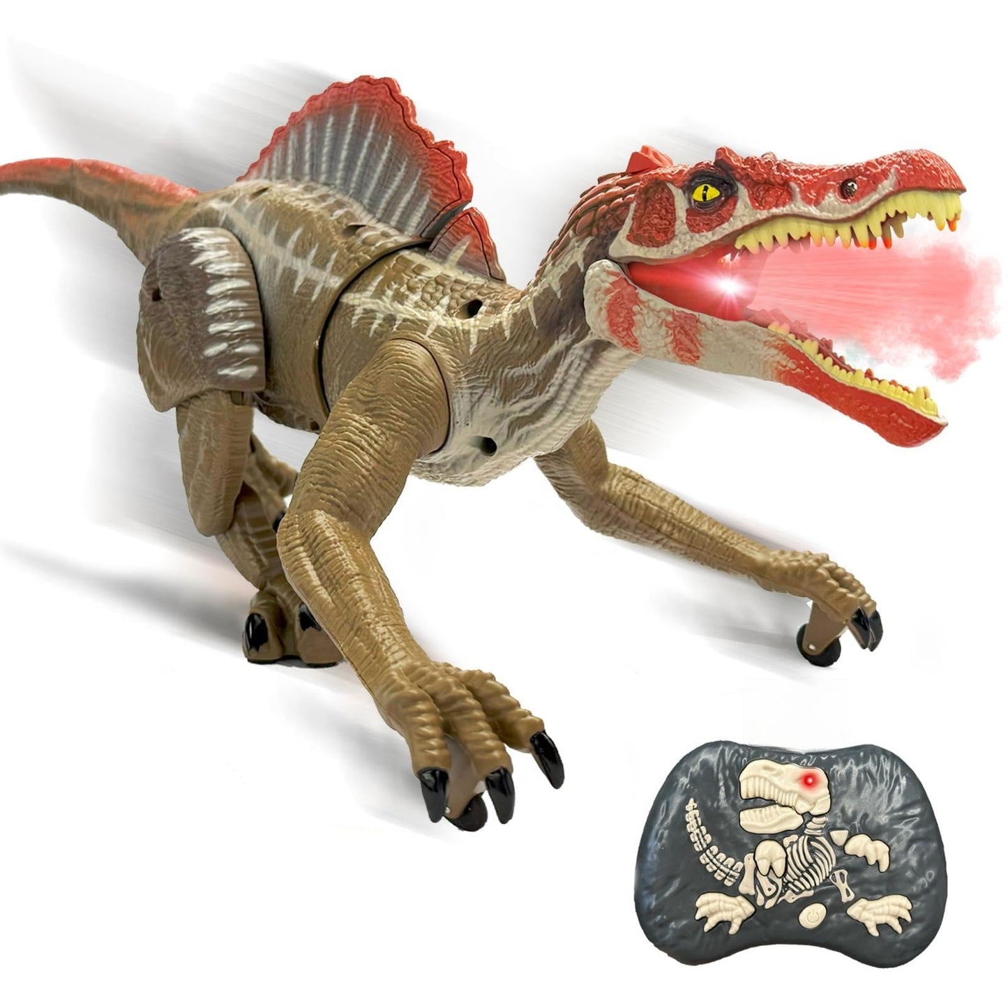 TALGIC- Remote Control Dinosaur Robot - Realistic Walking, Roaring, and Spraying Spinosaurus Toys - Light up and Shaking Head and Tail Robot Dinosaur for Kids Ages 3+