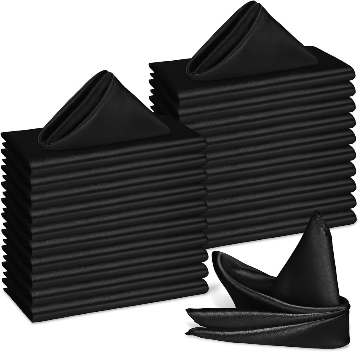 Bailarina 80 Pack Black Satin Napkins,17x17 Inches Wedding Napkins Square Soft Silky Table Napkins Bulk Decorative Elegant Cloth Napkin for Party Decoration, Banquet,Wedding,Graduation