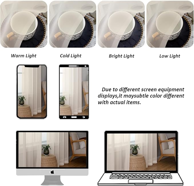 Chyhomenyc Extra Long Cream Sheer Curtains 108 Inches Long 2 Panels, Light Filtering Cream Curtains for Living Room, Soft Gentle Voile Rod Pocket Bedroom Window Drapes, 59Wx108L Inch, 9FT, 2PCS