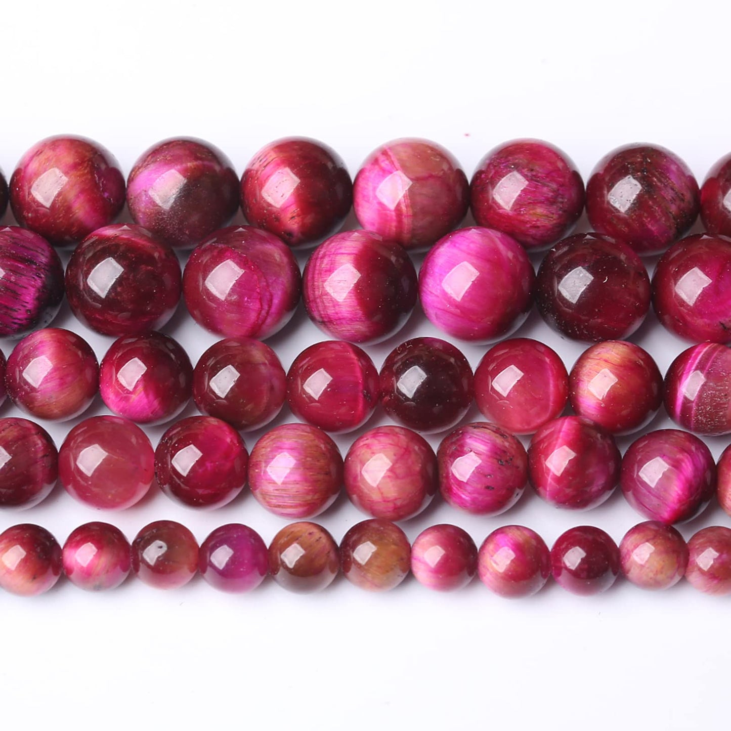 Natural Rose Red Tiger Eye Beads for Jewelry Making Round Loose Stone Beads Semi-Precious DIY Bracelet Necklace 10mm