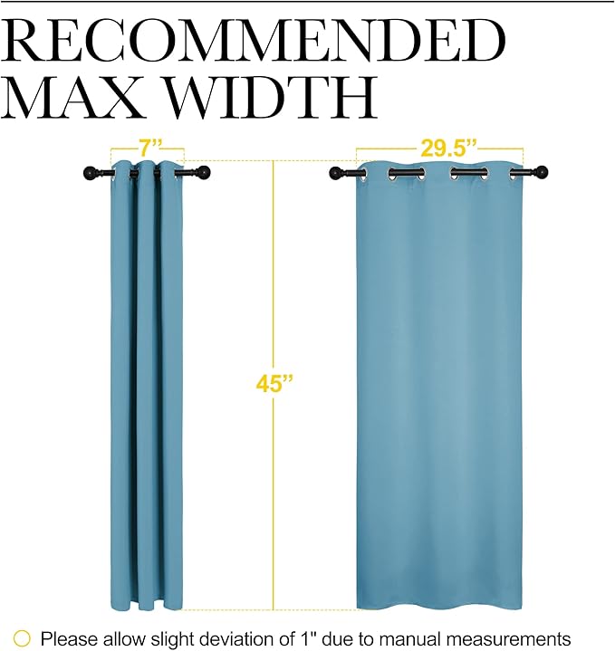NICETOWN Thermal Insulated Curtains Blackout Draperies, Window Treatment Solid Grommet Room Darkening Drape Panels for Bedroom (Teal Blue, Set of 2, 34 by 45 inches Long)