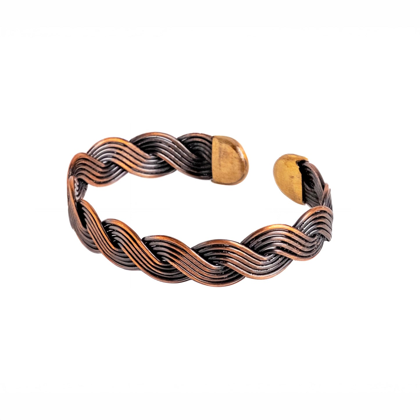 ALFIQ Handmade Copper Brass Cuff Bracelet for Men, Twisted Weave Pattern, Dark Copper (Dark Twisted Harmony)