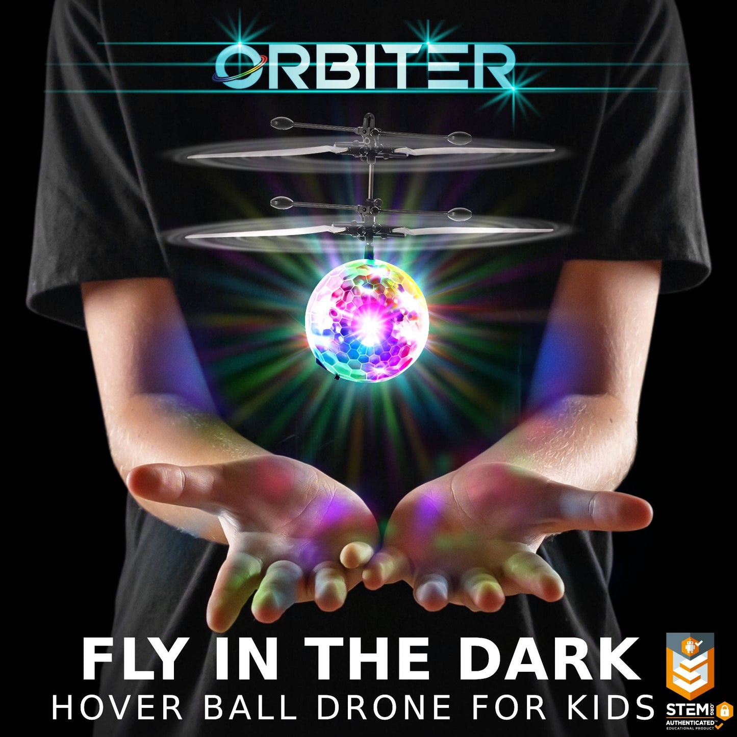 Force1 Orbiter Flying Orb Ball Toy Hand Operated Spinner Drones for Kids - Mini UFO Drone Toys with Remote, Rechargeable LED Indoor Floating Hover Hand Controlled Orb Toys