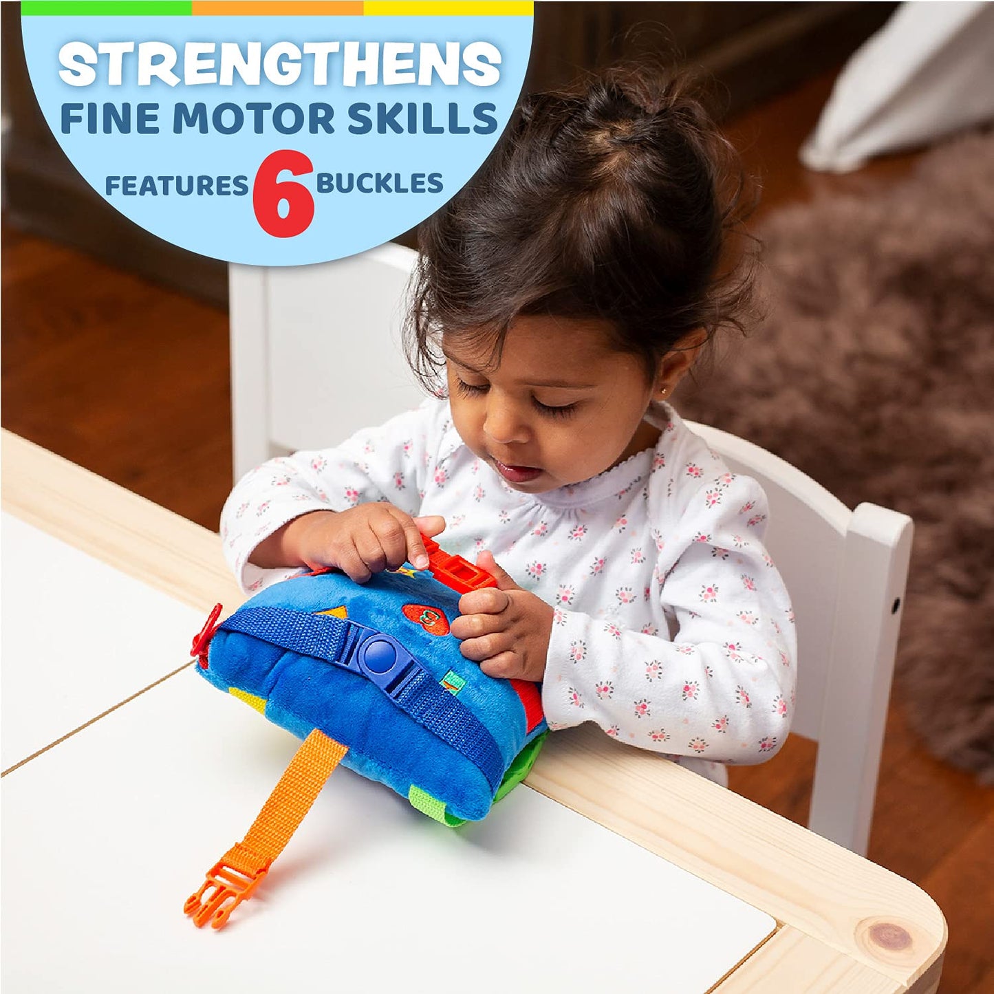 Buckle Toys - Boomer Square - Learning Activity Toddler Plane Travel Essential Toy - Develop Motor Skills and Problem Solving