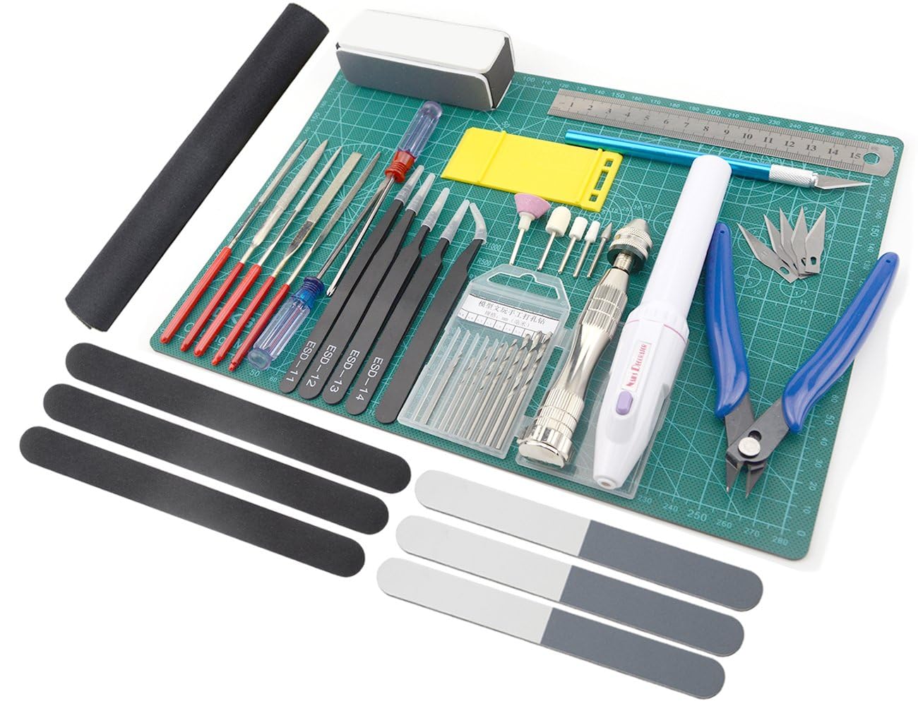 BXQINLENX Professional 33 PCS Model Tools Kit Modeler Basic Tools Craft Set Hobby Building Tools Kit for Gundam Car Model Building Repairing and Fixing (J)