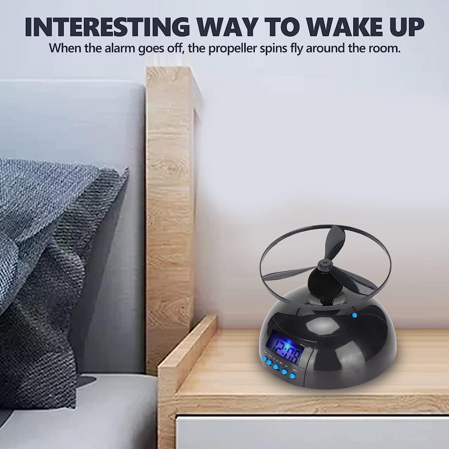 Zopsc Flying Alarm Clock, Helicopter Electronic Clock for Bedroom, Office, Home, and School