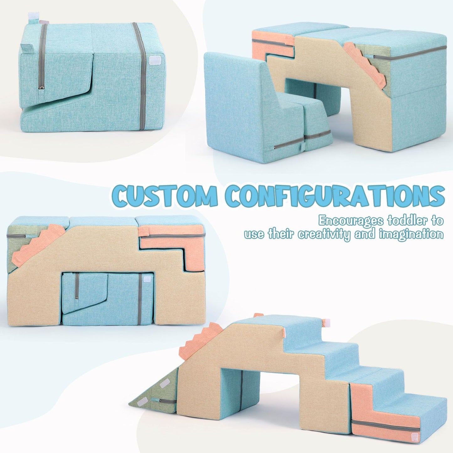 Asweets 4 in 1 Foam Climbing Blocks for Toddlers, Indoor Soft Climb and Crawl Play Climbing Toys for Creativity & Imagination, (Linen-Blue-Pink)