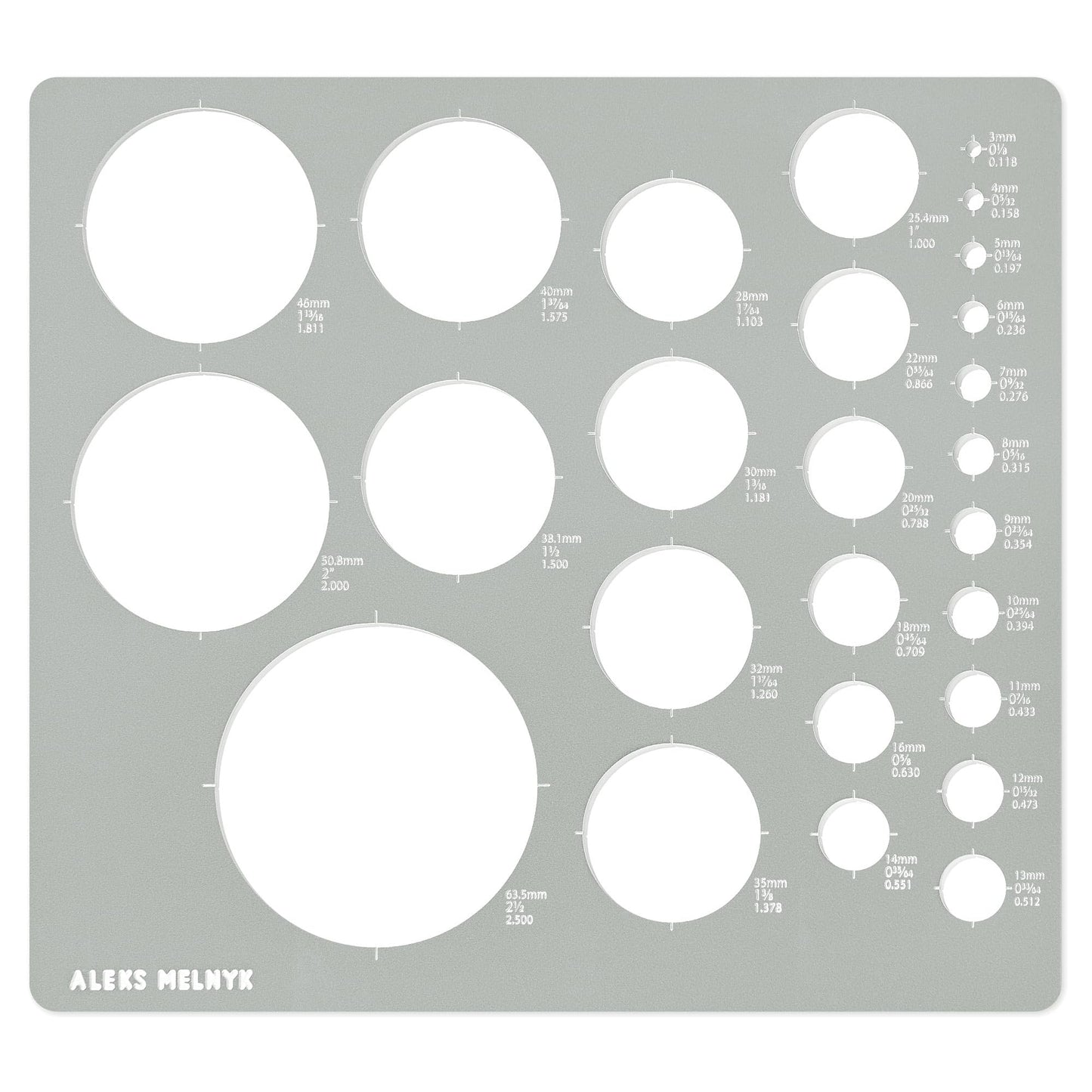 Aleks Melnyk No.200 Metal Circle Template Metric, Circle Tracers for Drawing, Ruler, Template for Drafting, Round Stencil, Architect Tool, Stencil Painting